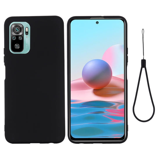 For Xiaomi Redmi Note 10S Solid Color Liquid Silicone Dropproof Full Coverage Protective Case(Black)