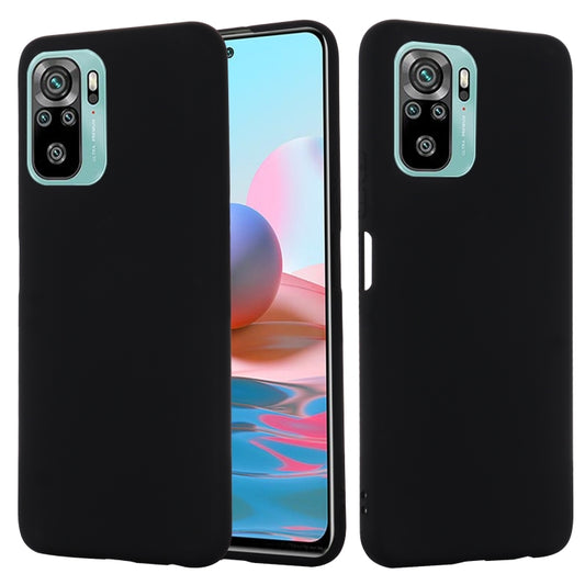 For Xiaomi Redmi Note 10S Solid Color Liquid Silicone Dropproof Full Coverage Protective Case(Black) - Xiaomi Cases by buy2fix | Online Shopping UK | buy2fix