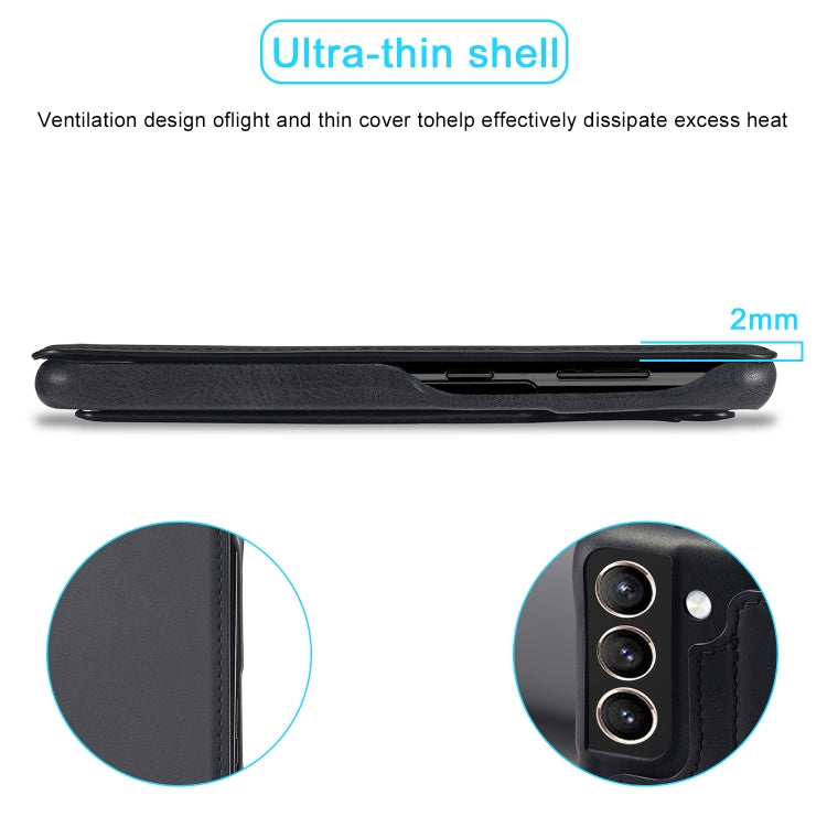 For Samsung Galaxy S21 FE LC.IMEEKE Hon Ancient Series Horizontal Flip Leather Case with Holder & Card Slot(Black) - Galaxy Phone Cases by LC.IMEEKE | Online Shopping UK | buy2fix