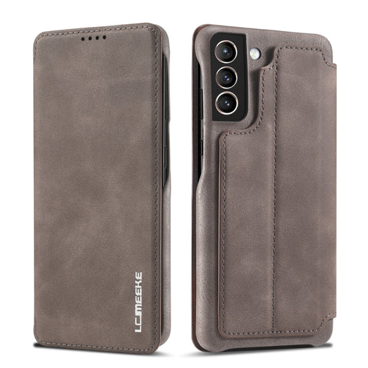 For Samsung Galaxy S21 FE LC.IMEEKE Hon Ancient Series Horizontal Flip Leather Case with Holder & Card Slot(Coffee) - Galaxy Phone Cases by LC.IMEEKE | Online Shopping UK | buy2fix