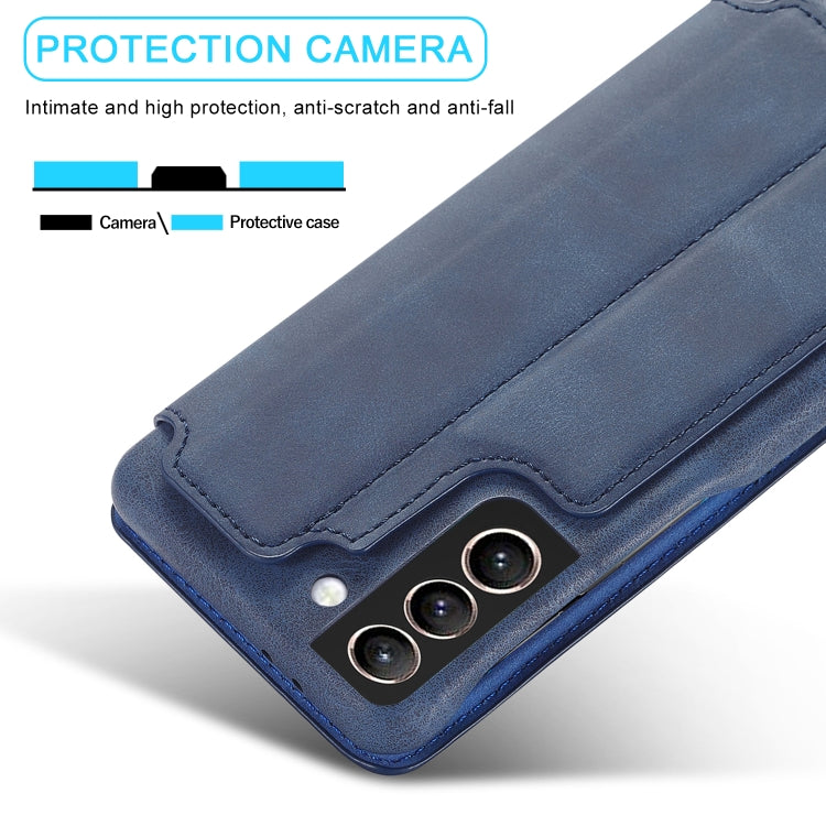 For Samsung Galaxy S21 FE LC.IMEEKE Hon Ancient Series Horizontal Flip Leather Case with Holder & Card Slot(Blue) - Galaxy Phone Cases by LC.IMEEKE | Online Shopping UK | buy2fix