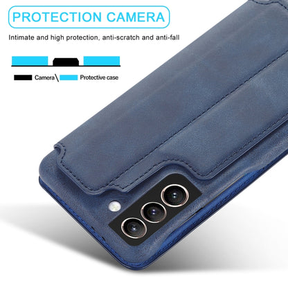 For Samsung Galaxy S21 FE LC.IMEEKE Hon Ancient Series Horizontal Flip Leather Case with Holder & Card Slot(Blue) - Galaxy Phone Cases by LC.IMEEKE | Online Shopping UK | buy2fix
