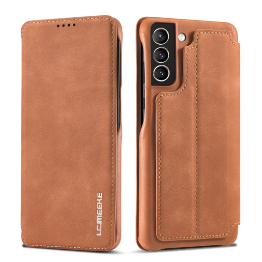 For Samsung Galaxy S21 FE LC.IMEEKE Hon Ancient Series Horizontal Flip Leather Case with Holder & Card Slot(Brown) - Galaxy Phone Cases by LC.IMEEKE | Online Shopping UK | buy2fix