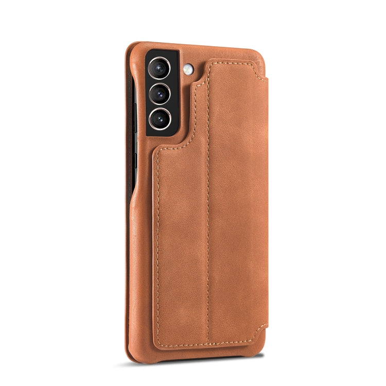 For Samsung Galaxy S21 FE LC.IMEEKE Hon Ancient Series Horizontal Flip Leather Case with Holder & Card Slot(Brown) - Galaxy Phone Cases by LC.IMEEKE | Online Shopping UK | buy2fix