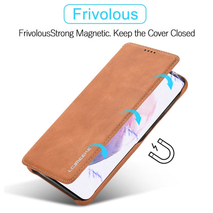 For Samsung Galaxy S21 FE LC.IMEEKE Hon Ancient Series Horizontal Flip Leather Case with Holder & Card Slot(Brown) - Galaxy Phone Cases by LC.IMEEKE | Online Shopping UK | buy2fix