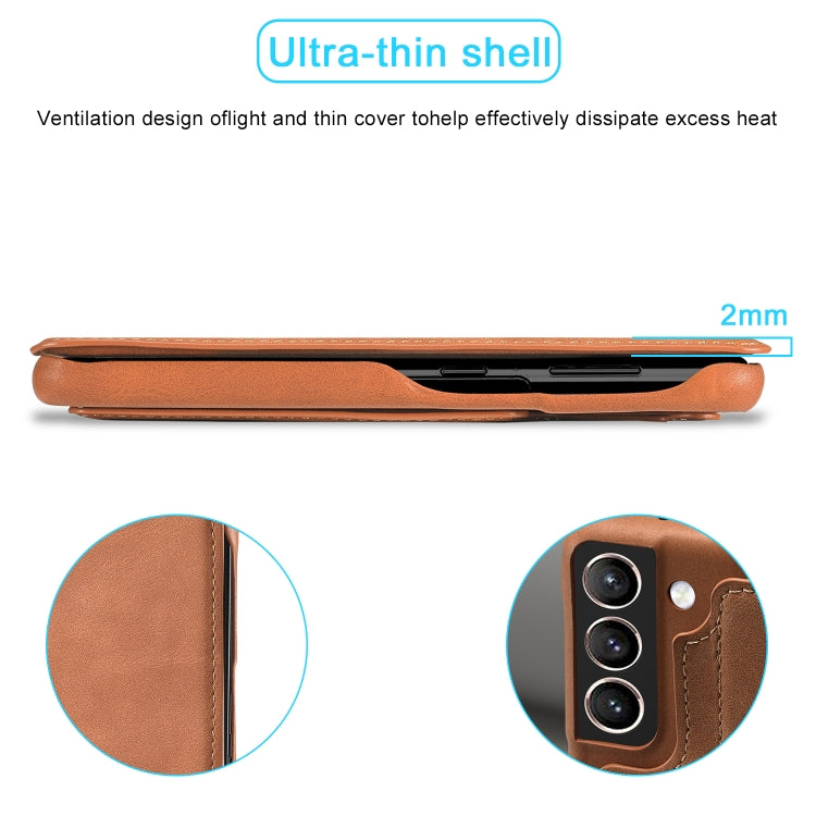 For Samsung Galaxy S21 FE LC.IMEEKE Hon Ancient Series Horizontal Flip Leather Case with Holder & Card Slot(Brown) - Galaxy Phone Cases by LC.IMEEKE | Online Shopping UK | buy2fix