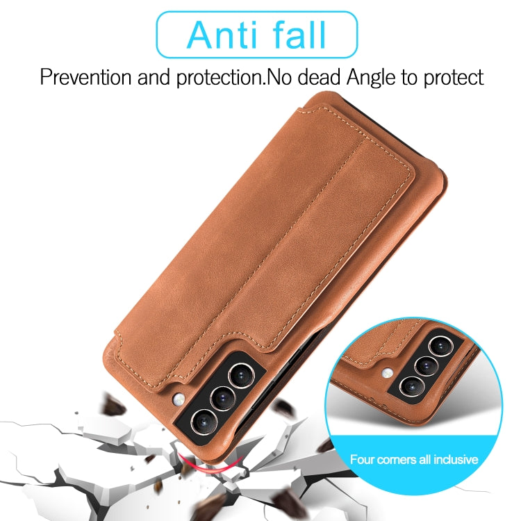 For Samsung Galaxy S21 FE LC.IMEEKE Hon Ancient Series Horizontal Flip Leather Case with Holder & Card Slot(Brown) - Galaxy Phone Cases by LC.IMEEKE | Online Shopping UK | buy2fix