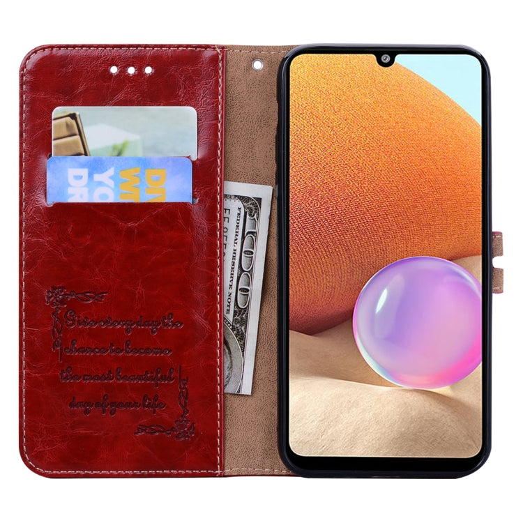For Samsung Galaxy A32 4G Business Style Oil Wax Texture Horizontal Flip Leather Case with Holder & Card Slots & Wallet(Red) by buy2fix