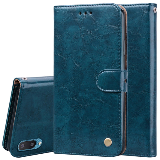 For Samsung Galaxy A02 (EU Version) Business Style Oil Wax Texture Horizontal Flip Leather Case with Holder & Card Slots & Wallet(Blue) by buy2fix