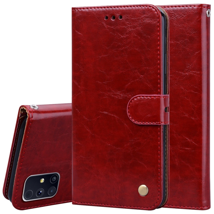 For Samsung Galaxy M31s Business Style Oil Wax Texture Horizontal Flip Leather Case with Holder & Card Slots & Wallet(Red) by buy2fix