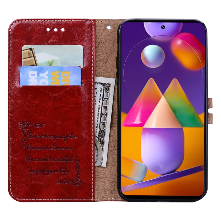 For Samsung Galaxy M31s Business Style Oil Wax Texture Horizontal Flip Leather Case with Holder & Card Slots & Wallet(Red) by buy2fix
