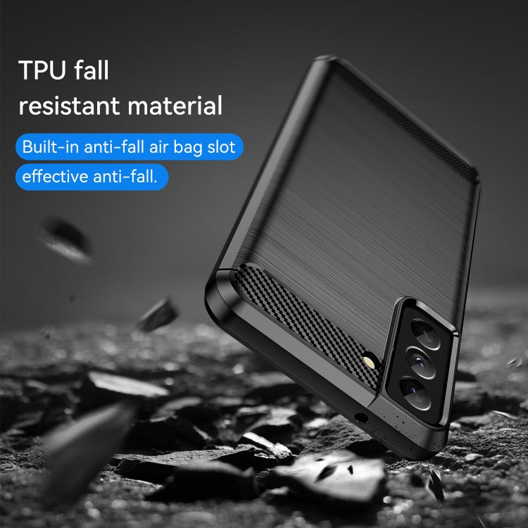 For Samsung Galaxy S21 FE Brushed Texture Carbon Fiber TPU Case(Black) by buy2fix