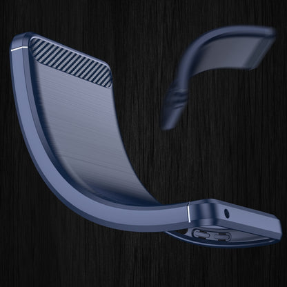 For Samsung Galaxy S21 FE Brushed Texture Carbon Fiber TPU Case(Blue) by buy2fix