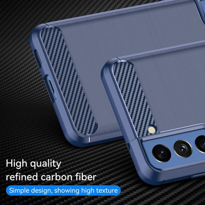 For Samsung Galaxy S21 FE Brushed Texture Carbon Fiber TPU Case(Blue) by buy2fix