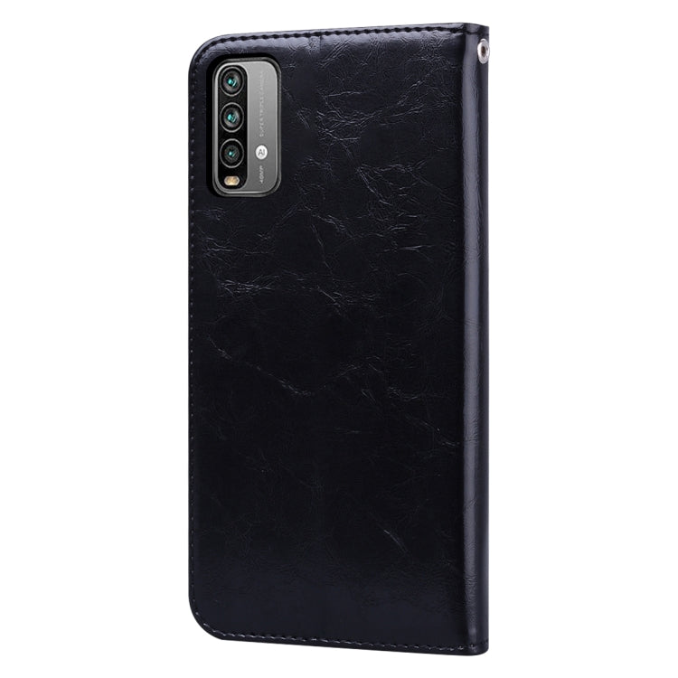 For Xiaomi Redmi 9T Business Style Oil Wax Texture Horizontal Flip Leather Case with Holder & Card Slots & Wallet(Black) - Xiaomi Cases by buy2fix | Online Shopping UK | buy2fix