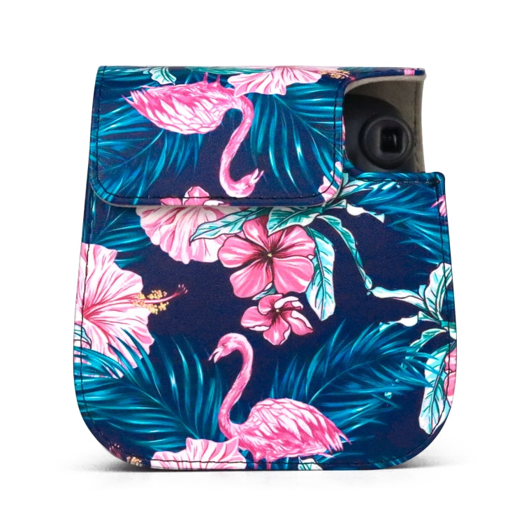 Flamingo Pattern Camera Bag with Shoulder Strap for Fujifilm Instax mini 11(Black Background) by buy2fix
