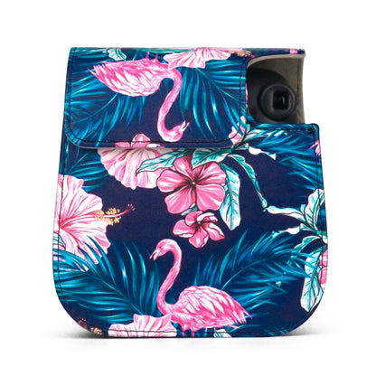 Flamingo Pattern Camera Bag with Shoulder Strap for Fujifilm Instax mini 11(Black Background) by buy2fix