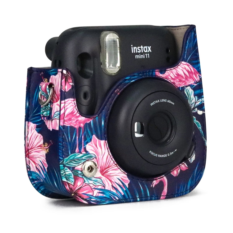 Flamingo Pattern Camera Bag with Shoulder Strap for Fujifilm Instax mini 11(Black Background) by buy2fix