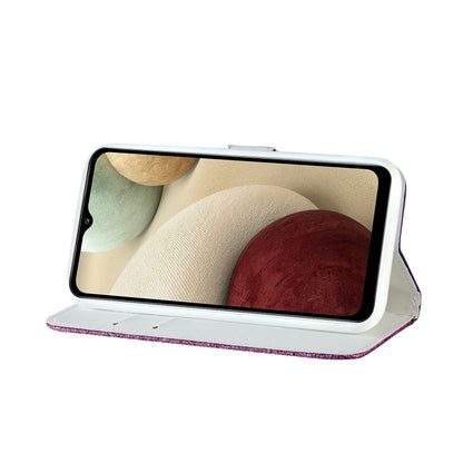 For Samsung Galaxy A12 Laser Glitter Powder Matching Crocodile Texture Horizontal Flip Leather Case with Card Slots & Holder & Wallet(Purple) by buy2fix