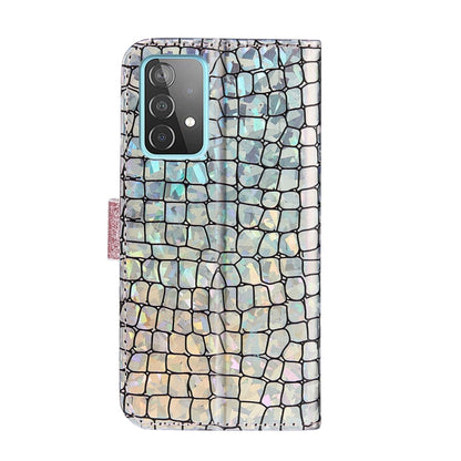 For Samsung Galaxy A52 5G / 4G Laser Glitter Powder Matching Crocodile Texture Horizontal Flip Leather Case with Card Slots & Holder & Wallet(Silver) by buy2fix
