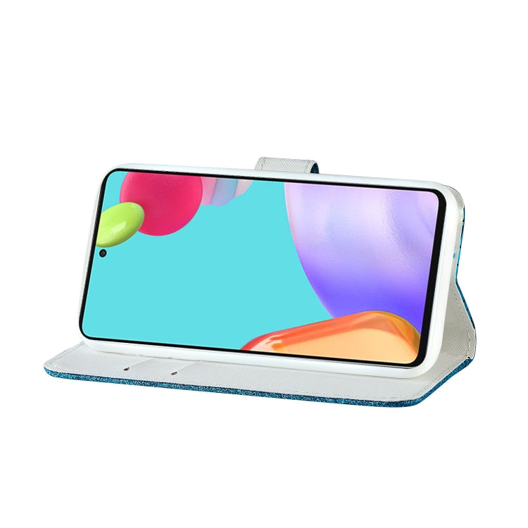 For Samsung Galaxy A52 5G / 4G Laser Glitter Powder Matching Crocodile Texture Horizontal Flip Leather Case with Card Slots & Holder & Wallet(Blue) by buy2fix