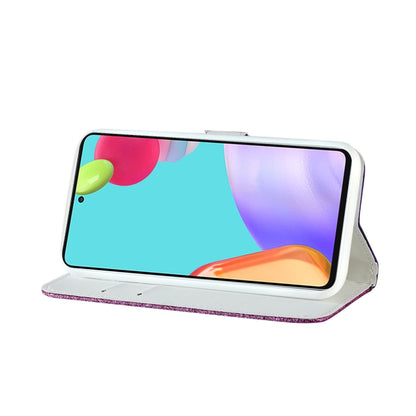 For Samsung Galaxy A52 5G / 4G Laser Glitter Powder Matching Crocodile Texture Horizontal Flip Leather Case with Card Slots & Holder & Wallet(Purple) by buy2fix