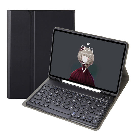 YA610B Detachable Lambskin Texture Round Keycap Bluetooth Keyboard Leather Tablet Case with Pen Slot & Stand For Samsung Galaxy Tab S6 Lite 10.4 P610 & P615 (2020)(Black) - Samsung Keyboard by buy2fix | Online Shopping UK | buy2fix