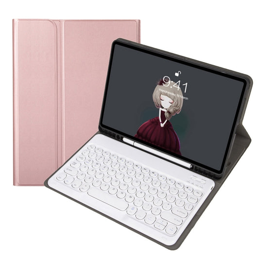 YA610B Detachable Lambskin Texture Round Keycap Bluetooth Keyboard Leather Tablet Case with Pen Slot & Stand For Samsung Galaxy Tab S6 Lite 10.4 P610 & P615 (2020)(Rose Gold) - Samsung Keyboard by buy2fix | Online Shopping UK | buy2fix