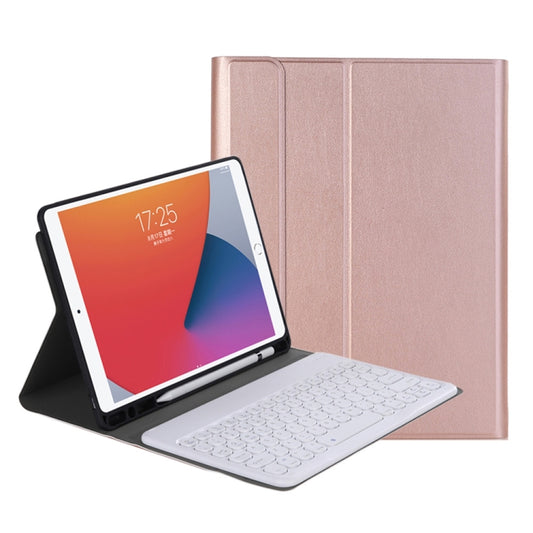 YA870B Detachable Lambskin Texture Round Keycap Bluetooth Keyboard Leather Tablet Case with Pen Slot & Stand For Samsung Galaxy Tab S7 T870 / T875 11 inch 2020(Rose Gold) - Samsung Keyboard by buy2fix | Online Shopping UK | buy2fix