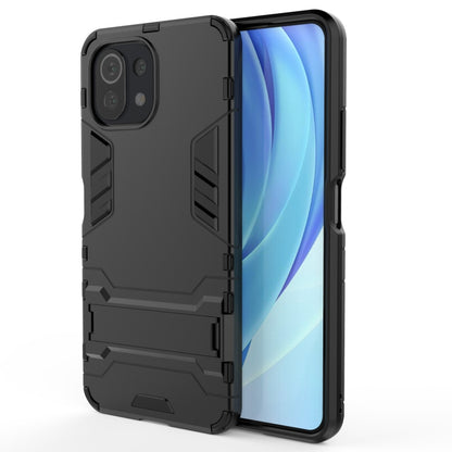 For Xiaomi Mi 11 Lite Shockproof PC + TPU Protective Case with Hidden Holder(Black) - Xiaomi Cases by buy2fix | Online Shopping UK | buy2fix