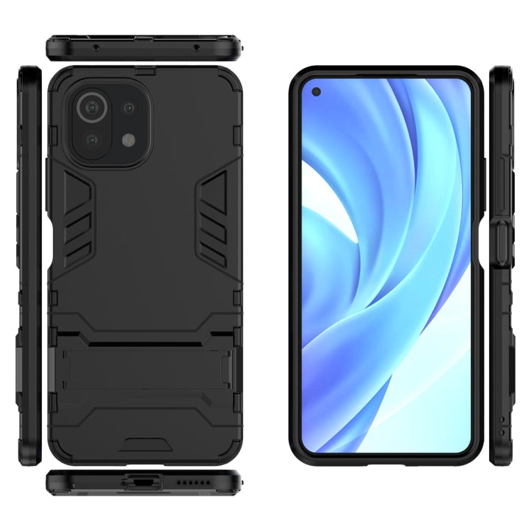 For Xiaomi Mi 11 Lite Shockproof PC + TPU Protective Case with Hidden Holder(Black) - Xiaomi Cases by buy2fix | Online Shopping UK | buy2fix