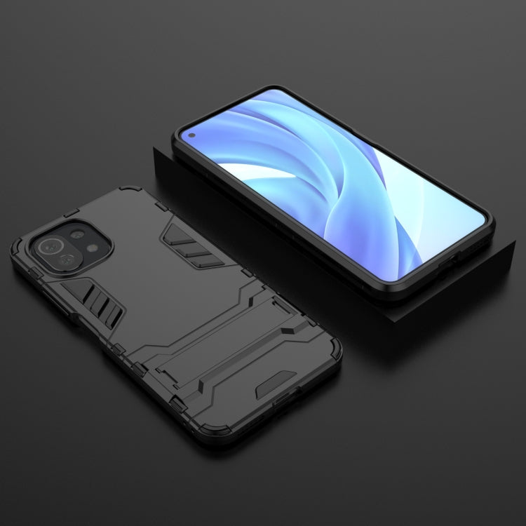 For Xiaomi Mi 11 Lite Shockproof PC + TPU Protective Case with Hidden Holder(Black) - Xiaomi Cases by buy2fix | Online Shopping UK | buy2fix