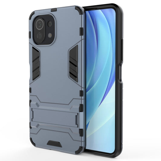 For Xiaomi Mi 11 Lite Shockproof PC + TPU Protective Case with Hidden Holder(Navy Blue) - Xiaomi Cases by buy2fix | Online Shopping UK | buy2fix