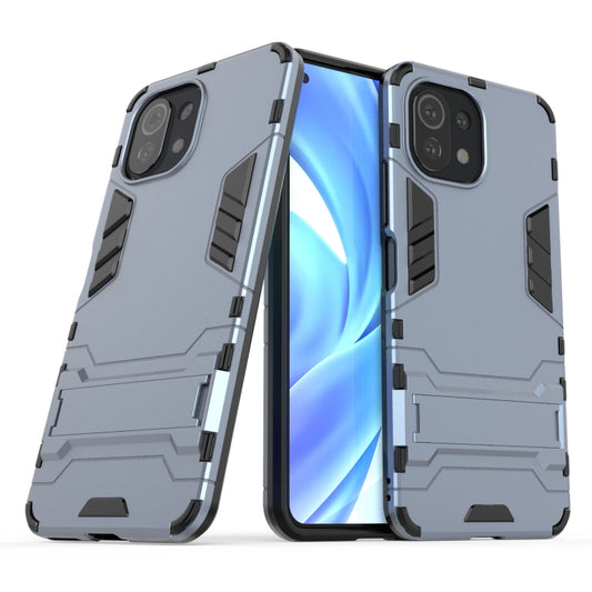 For Xiaomi Mi 11 Lite Shockproof PC + TPU Protective Case with Hidden Holder(Navy Blue) - Xiaomi Cases by buy2fix | Online Shopping UK | buy2fix