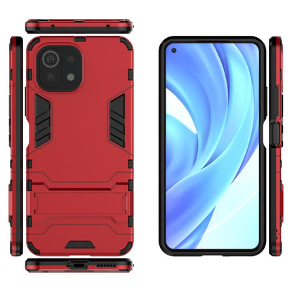 For Xiaomi Mi 11 Lite Shockproof PC + TPU Protective Case with Hidden Holder(Red) - Xiaomi Cases by buy2fix | Online Shopping UK | buy2fix