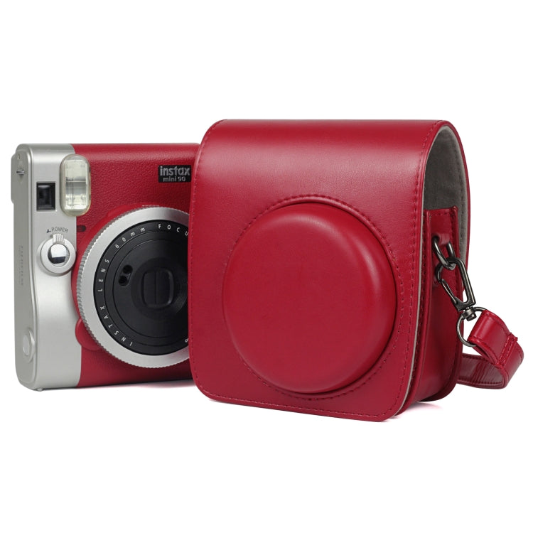 Solid Color PU Camera Bag with Shoulder Strap for Fujifilm Instax mini 90(Red) by buy2fix