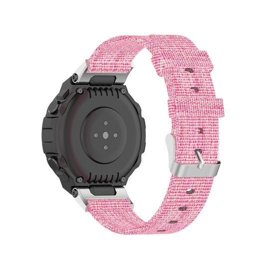 For Amazfit T-Rex Pro / Amazfit T-Rex Nylon Canvas Watch Band with Dismantling Tools, One Size(Pink) - Watch Bands by buy2fix | Online Shopping UK | buy2fix