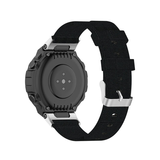 For Amazfit T-Rex Pro / Amazfit T-Rex Nylon Canvas Watch Band with Dismantling Tools, One Size(Black) - Watch Bands by buy2fix | Online Shopping UK | buy2fix