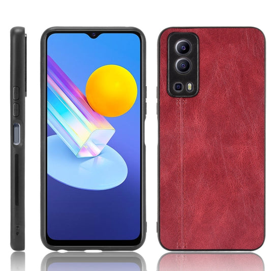 For vivo Y72 5G / iQOO Z3 5G Shockproof Sewing Cow Pattern Skin PC + PU + TPU Case(Red) - vivo Cases by buy2fix | Online Shopping UK | buy2fix
