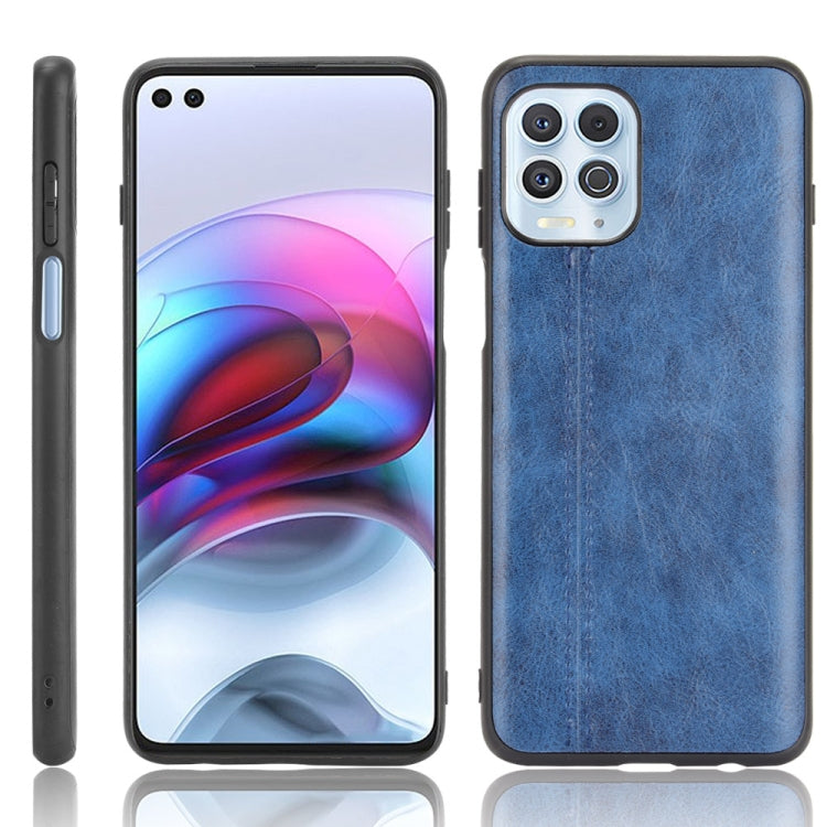 For Motorola Edge S / Moto G100 Shockproof Sewing Cow Pattern Skin PC + PU + TPU Case(Blue) - Motorola Cases by buy2fix | Online Shopping UK | buy2fix