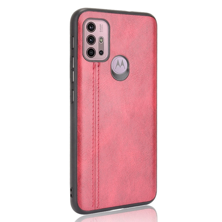 For Motorola Moto G30 / G10 Shockproof Sewing Cow Pattern Skin PC + PU + TPU Case(Red) - Motorola Cases by buy2fix | Online Shopping UK | buy2fix