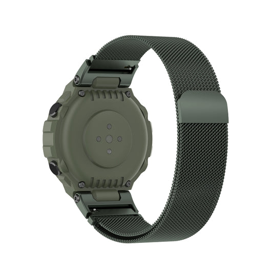 For Amazfit T-Rex Pro / Amazfit T-Rex Milanese Magnetic Metal Watch Band(Olive Green) - Watch Bands by buy2fix | Online Shopping UK | buy2fix