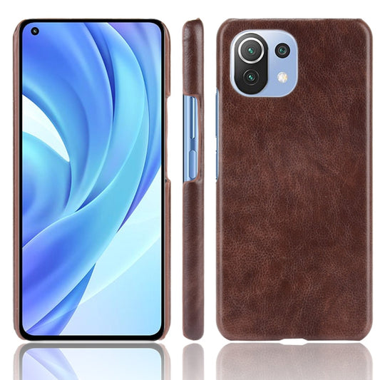 For Xiaomi Mi 11 Lite Shockproof Litchi Texture PC + PU Case(Brown) - Xiaomi Cases by buy2fix | Online Shopping UK | buy2fix