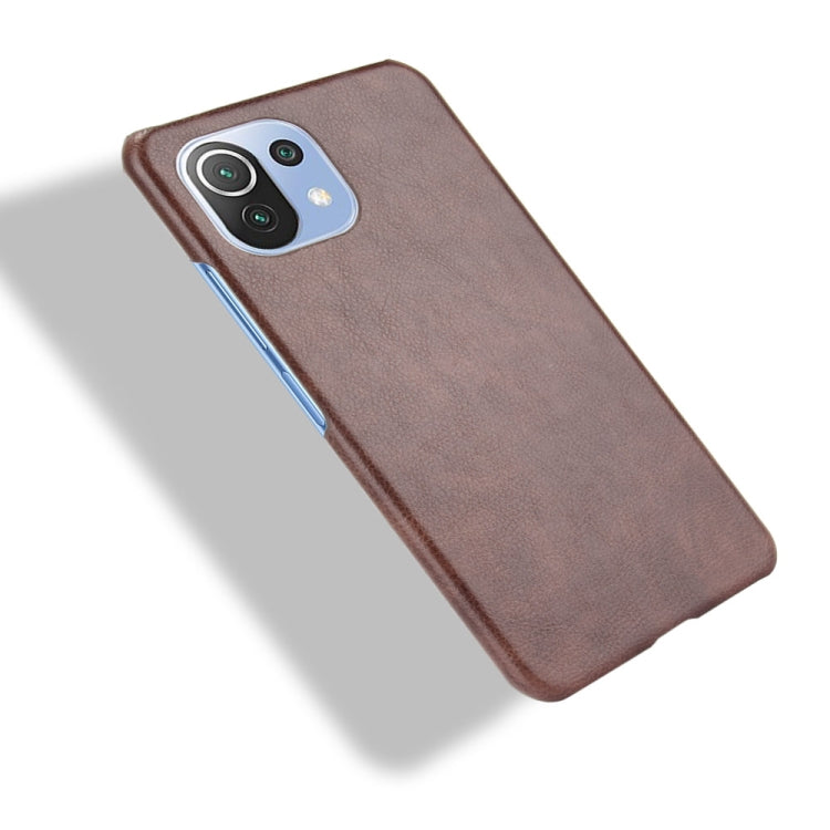 For Xiaomi Mi 11 Lite Shockproof Litchi Texture PC + PU Case(Brown) - Xiaomi Cases by buy2fix | Online Shopping UK | buy2fix