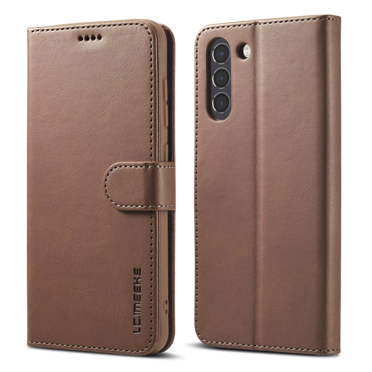 For Samsung Galaxy S21 FE LC.IMEEKE Calf Texture Horizontal Flip Leather Case, with Holder & Card Slots & Wallet(Coffee) - Galaxy Phone Cases by LC.IMEEKE | Online Shopping UK | buy2fix