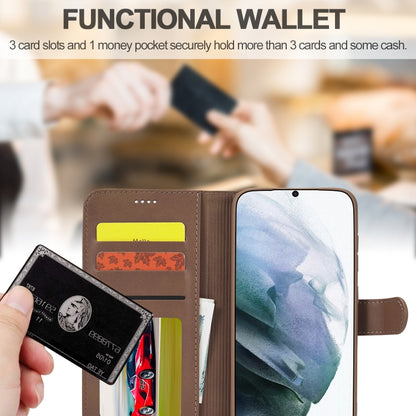For Samsung Galaxy S21 FE LC.IMEEKE Calf Texture Horizontal Flip Leather Case, with Holder & Card Slots & Wallet(Coffee) - Galaxy Phone Cases by LC.IMEEKE | Online Shopping UK | buy2fix