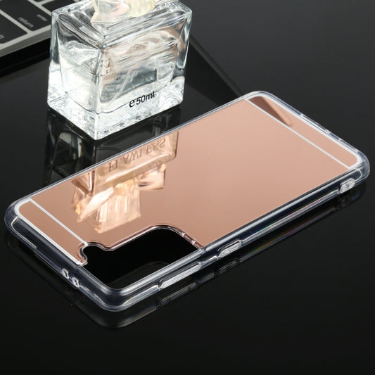 For Samsung Galaxy S21 5G TPU + Acrylic Luxury Plating Mirror Phone Case Cover(Rose Gold) - Galaxy S21 5G Cases by buy2fix | Online Shopping UK | buy2fix