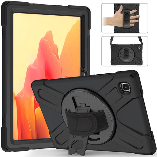 For Samsung Galaxy Tab A7 10.4 2020 T500 / T505 Shockproof Colorful Silicone + PC Protective Case with Holder & Shoulder Strap & Hand Strap(Black) - Other Galaxy Tab PC by buy2fix | Online Shopping UK | buy2fix