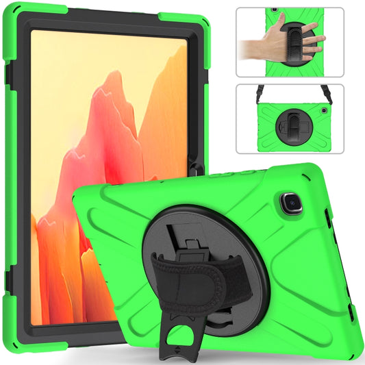 For Samsung Galaxy Tab A7 10.4 2020 T500 / T505 Shockproof Colorful Silicone + PC Protective Case with Holder & Shoulder Strap & Hand Strap(Green) - Other Galaxy Tab PC by buy2fix | Online Shopping UK | buy2fix