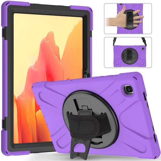 For Samsung Galaxy Tab A7 10.4 2020 T500 / T505 Shockproof Colorful Silicone + PC Protective Case with Holder & Shoulder Strap & Hand Strap(Purple) - Other Galaxy Tab PC by buy2fix | Online Shopping UK | buy2fix
